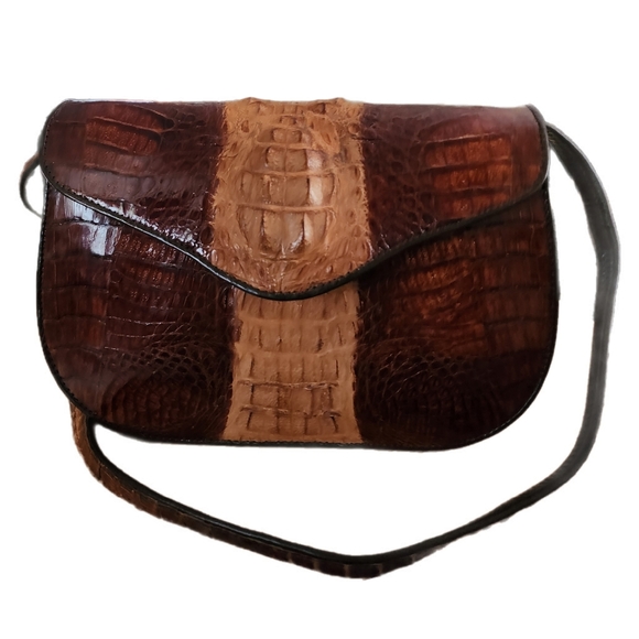 VINTAGE GENUINE CROCODILE LEATHER CROSSBODY BAG & MATCHING WALLET SET NWOT - Picture 3 of 14